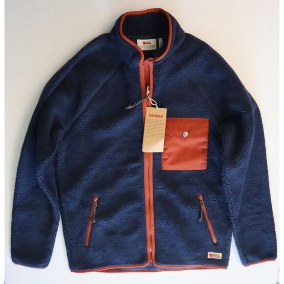 Fjallraven 84158 Men Sz Small Navy Blue Vardag Pile Fleece Full Zip Jackets - Picture 9 of 11